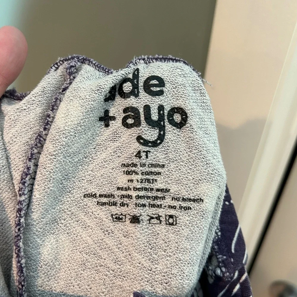 Ade + Ayo Toddler‎ Purple Mudcloth Print Cotton Overalls Size 4T Bib Jumpsuit
